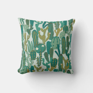 Cojín Decorativo Textura Vintage Repetida Cactus Green