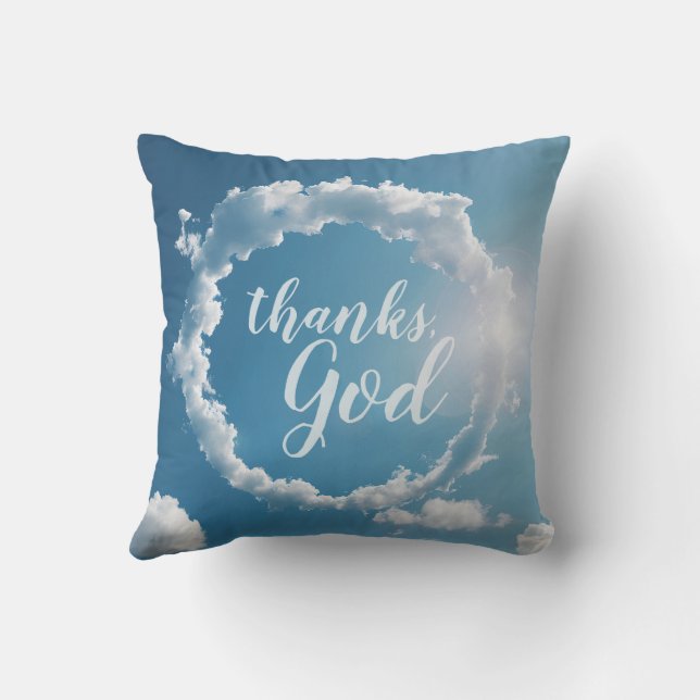 Cojín Decorativo Thanks, God Clouds Photography Blue Throw Pillow (Reverso)