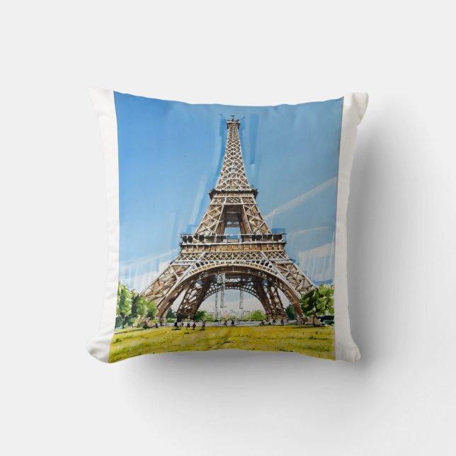 Cojín Decorativo the Eiffel Tower - Hand-Drawn Sketch Art (Anverso)