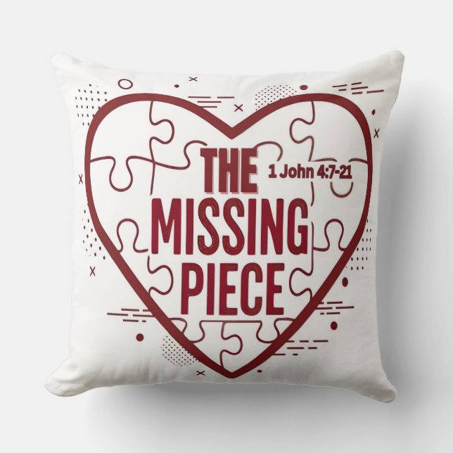 Cojín Decorativo The Missing Piece – Faith Heart Design (Anverso)