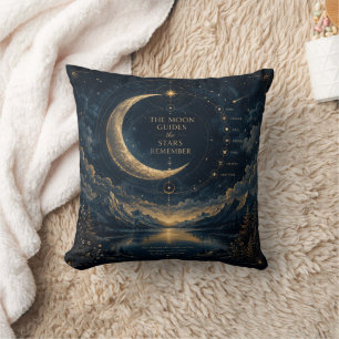 Cojín Decorativo The Moon Guides   Arte Celestial de Luna y Estrell