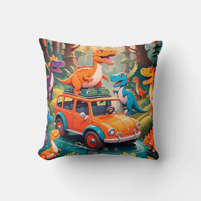 Cojín Decorativo The Velociraptors Family Vacation  (Anverso)