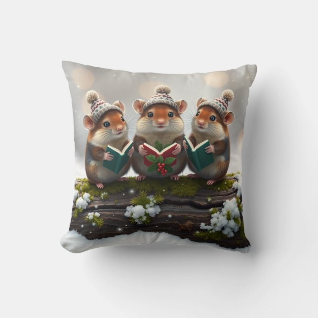 Cojín Decorativo Three singing mice, Christmas fun! (Anverso)