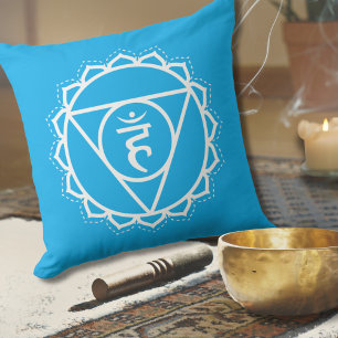 Cojín Decorativo Throat Chakra   Vishuddha   Meditación azul