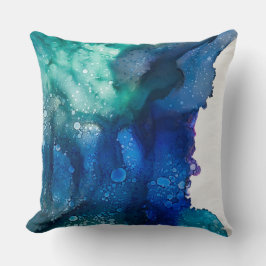 Cojín Decorativo Throw Cushions -  Alcohol Ink Art Blue Green