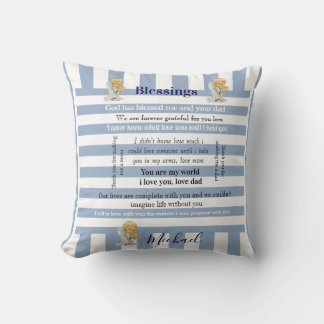 Cojín Decorativo Throw Pillow Blue & White Stripe Blessings 