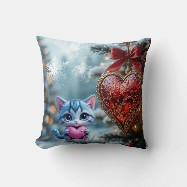 Cojín Decorativo Throw Pillow Christmas cat  (Anverso)