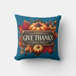 Cojín Decorativo Throw Pillow give thanks pumpkin