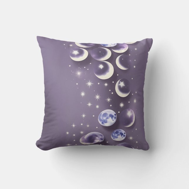 Cojín Decorativo Throw Pillow - Lavender Celestial Moon (Anverso)