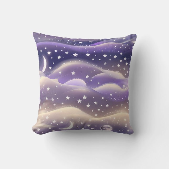 Cojín Decorativo Throw Pillow - Lilac Cream Celestial Moon (Anverso)