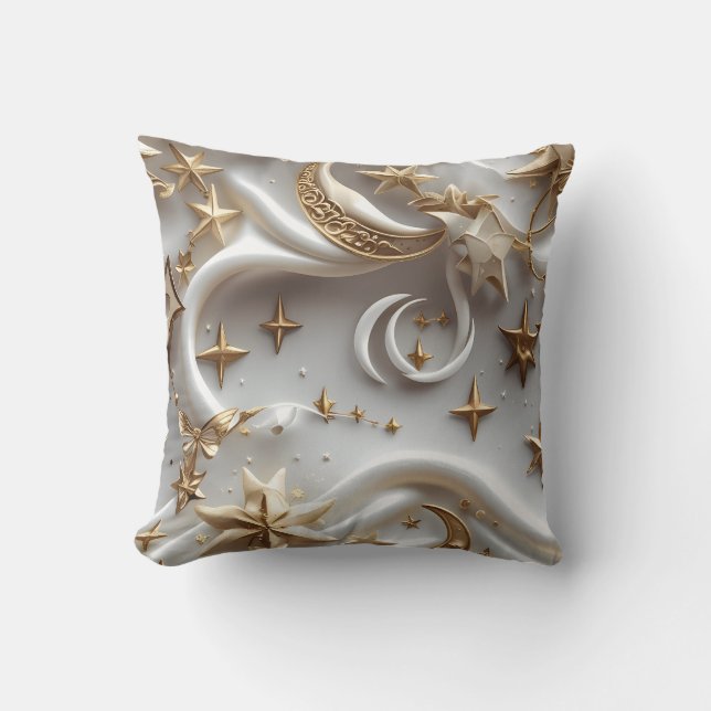 Cojín Decorativo Throw Pillow – Luxury Alabaster White Celestial  (Anverso)