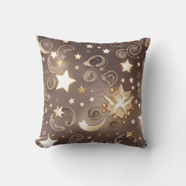 Cojín Decorativo Throw Pillow – Luxury Champagne Gold Celestial Moo (Anverso)