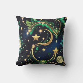 Cojín Decorativo Throw Pillow – Luxury Obsidian Black Celestial