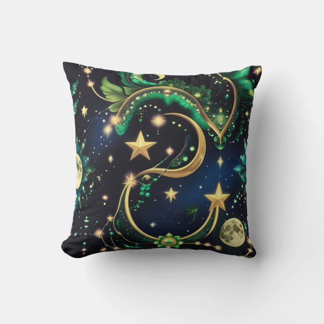 Cojín Decorativo Throw Pillow – Luxury Obsidian Black Celestial (Anverso)