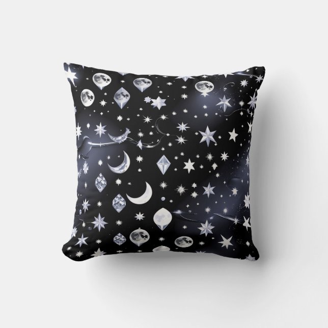 Cojín Decorativo Throw Pillow – Luxury Onyx Celestial Moon (Anverso)