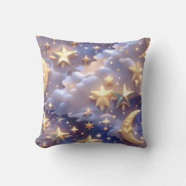 Cojín Decorativo Throw Pillow – Luxury White Celestial Moon (Anverso)