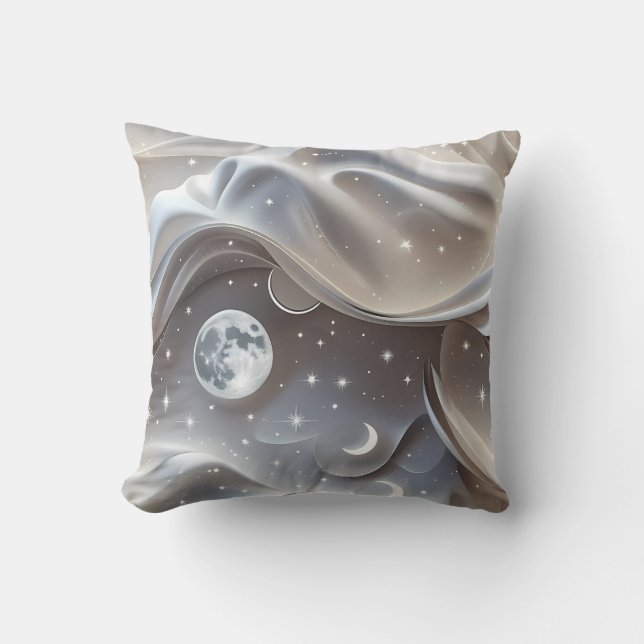 Cojín Decorativo Throw Pillow - Marble White Celestial Moon (Anverso)
