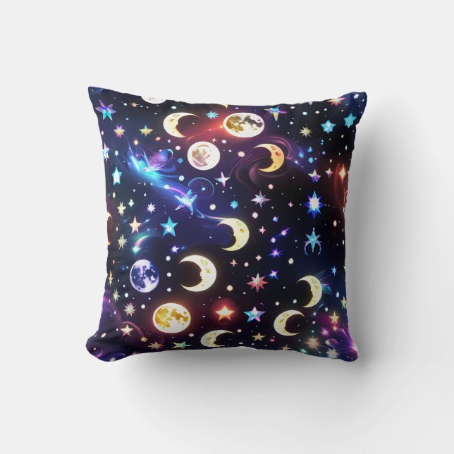Cojín Decorativo Throw Pillow - Moonstone Opal Celestial Moon (Anverso)
