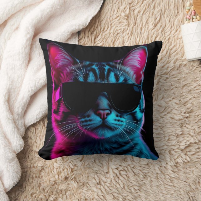 Cojín Decorativo Throw pillow neon cat (Manta)
