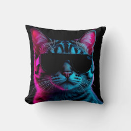 Cojín Decorativo Throw pillow neon cat