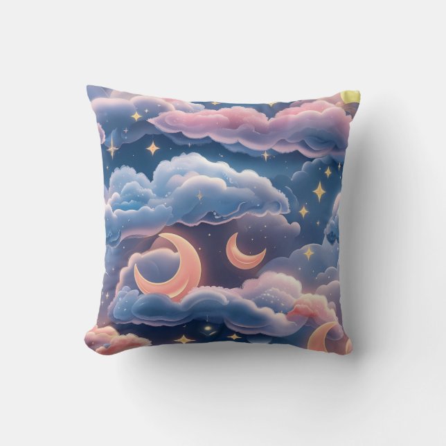 Cojín Decorativo Throw Pillow - Pastel Coral Sky Blue Celestial (Anverso)