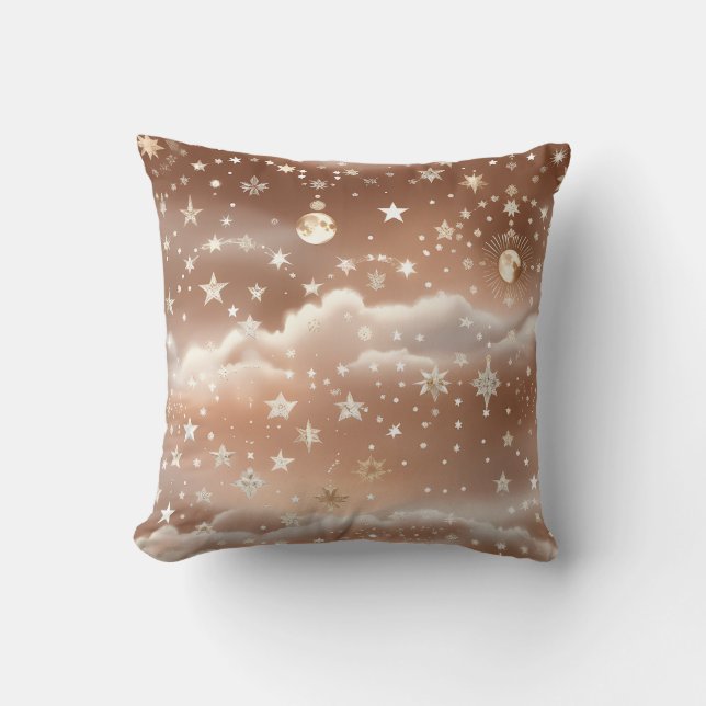 Cojín Decorativo Throw Pillow – Peach Cream Celestial Moon (Anverso)