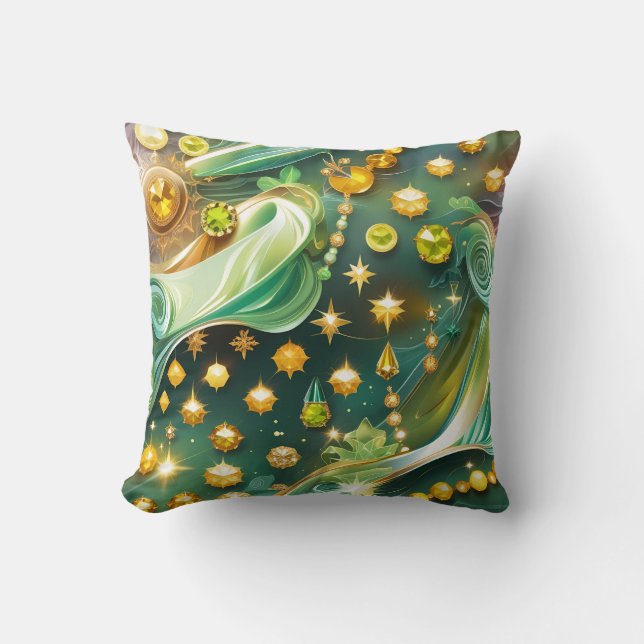Cojín Decorativo Throw Pillow - Peridot Citrine Celestial Moon (Anverso)