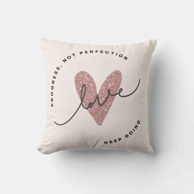Cojín Decorativo Throw Pillow – Pink Glitter Heart Love Design | In (Anverso)