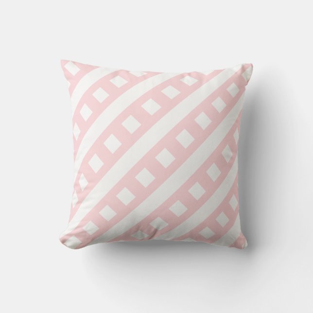 Cojín Decorativo Throw Pillow Pink & White Stripe Square (Anverso)