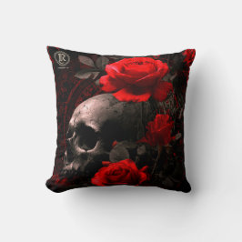 Cojín Decorativo  Throw Pillow Rebellion 78 Skull and roses 