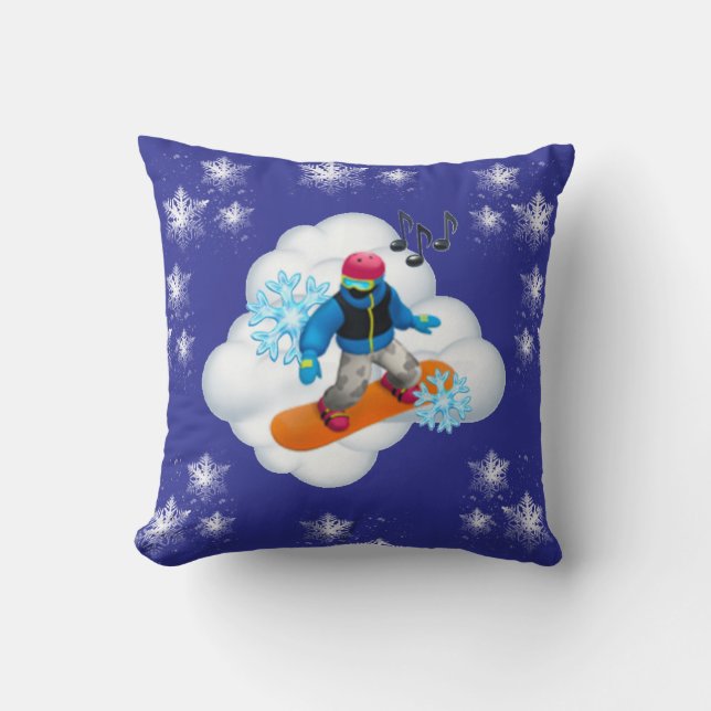 Cojín Decorativo Throw Pillow Snowboarding mood  (Anverso)