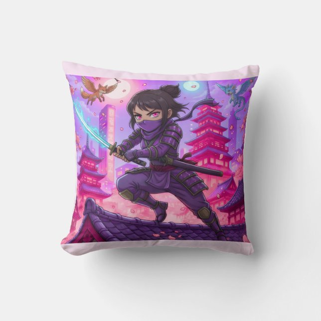 Cojín Decorativo Throw Pillow The Lunar Guardian Ninja (Anverso)