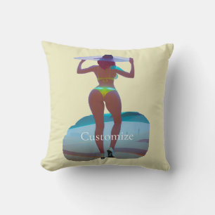Cojín Decorativo Thunder_Cove, Chica de playa de booty en bikini