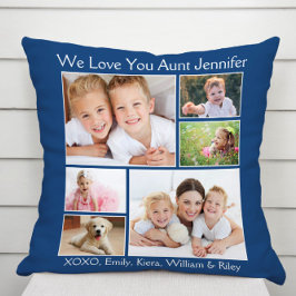 Cojín Decorativo Tía Amo Collage de fotos Azul