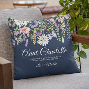 Cojín Decorativo Tía Mensaje personalizado de la sobrina Flores sil