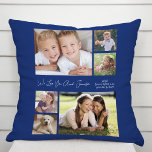 Cojín Decorativo Tía Te Ama Azul<br><div class="desc">Celebra a una tía favorita con esta almohada de fotos azul marino personalizado que presenta un collage de 6 fotos de sus sobrinas,  sobrinos,  familia,  mascotas,  etc.,  sus nombres,  y "Te amo" o "Te queremos",  y si se llama "tía",  "Tía",  etc.</div>