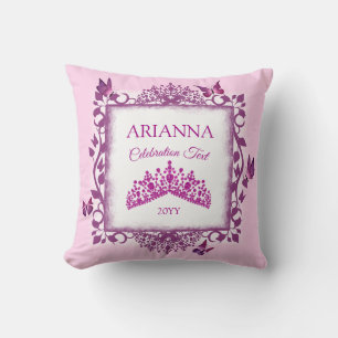 Cojín Decorativo Tiara de Violeta Personalizada y Recuerdo de Marip
