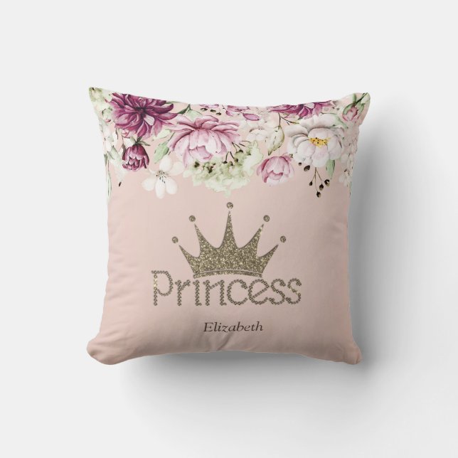 Cojín Decorativo Tiara Encantadora, Princesa, Floral  (Anverso)