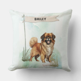 Cojín Decorativo Tibetan Spaniel Watercolor Personalized Dog