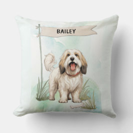 Cojín Decorativo Tibetan Terrier Watercolor Personalized Dog