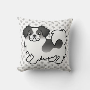 Cojín Decorativo Tibetano de Parti-Color Negro Spaniel Perro Lindo