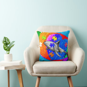 Cojín Decorativo Tiburón del Autismo