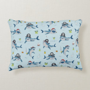 Cojín Decorativo Tiburón pirata vintage divertido animal marino sal