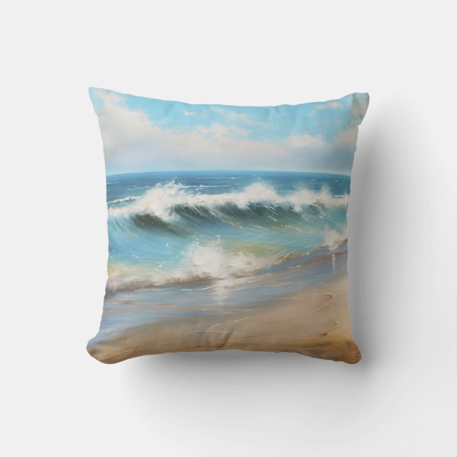 Cojín Decorativo Tidal Wave Ocean Beach Wave Art (Anverso)