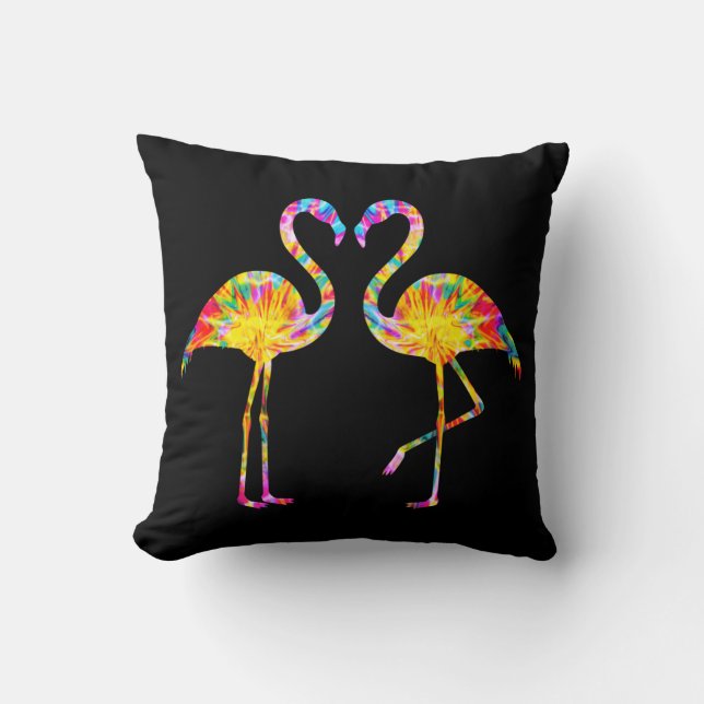 COJÍN DECORATIVO TIE DYE FLAMINGO (Anverso)