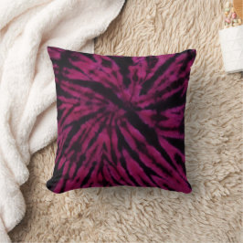 Cojín Decorativo Tie-Dye Purple Pink Black Hippie Retro Pattern 