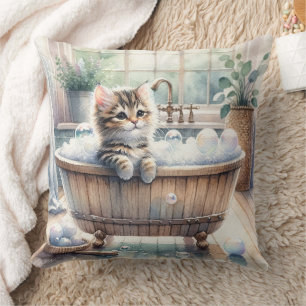 Cojín Decorativo Tiempo de baño de Kitten Bubbly