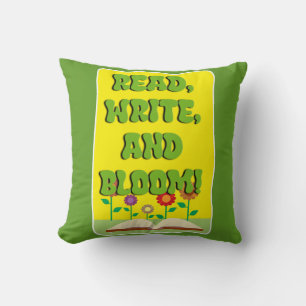 Cojín Decorativo Tiempo para leer, escribir y florecer, Cool Bookwo