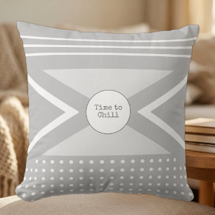 Cojín Decorativo Tiempo para relajarse gris y blanco