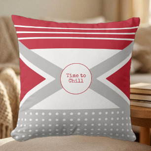 Cojín Decorativo Tiempo para relajarse rojo y gris